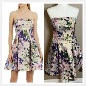 Nicole Miller Tropical Shimmering Strapless Dress